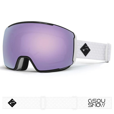 Purple Unisex Quick Changeable Magnetic Spherical Lens Ski Goggles
