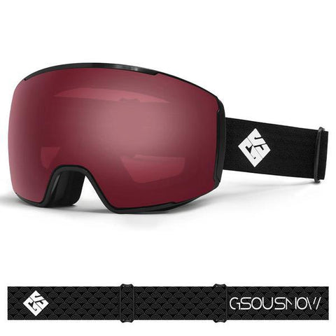 Red Unisex Quick Changeable Magnetic Spherical Lens Ski Goggles